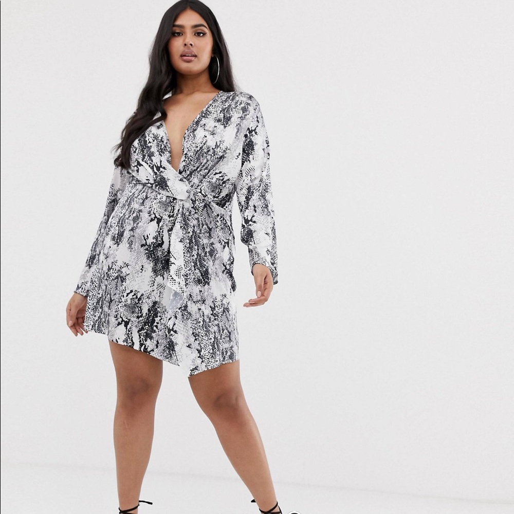 Club London Snake Wrap Front Dress